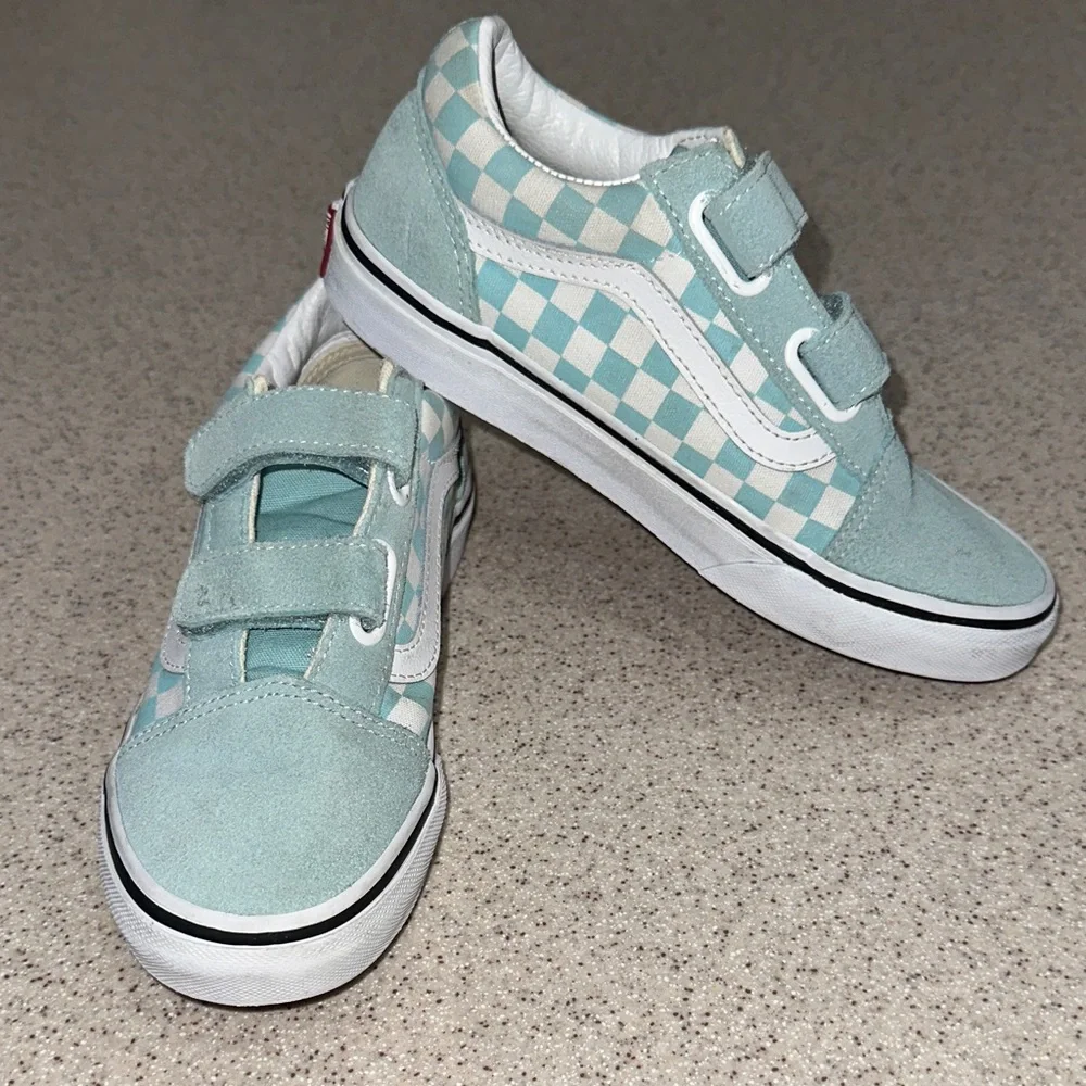 VANS Kids Blue Checkered Old Skool Sneakers youth size 3